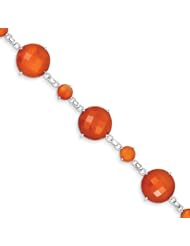 Sterling Silver Carnelian Circle Bracelet
