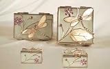Dragonfly Pearl Shell Crystal Glass Jewelled Box - Oblong