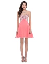 Strapless Chiffon Cocktail Short Sweetheart Beaded Sequined Lace-Up Evening Dress/Homecoming Dress/Bridesmaid Dress/Pageant Dress/Prom Dress/Wedding Party Dress 