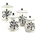 Tuscany Fleur De Lis, Just Black & White Ceramic 4-piece canister set 14-1/2