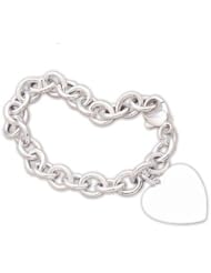 CleverSilvers 7.5 Inch Cable Bracelet With 21mm Heart