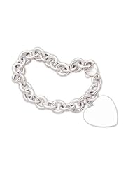 7.5" Cable Bracelet with 21mm (5/6") Heart 925 Sterling Silver