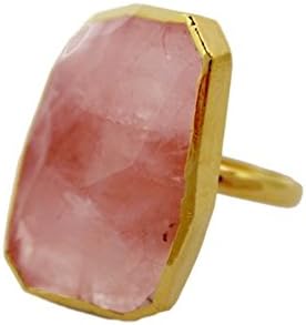 Charlene K Rose Quartz Gemstone Ring (24k Gold Plated)
