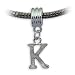 Stylish Silver Plated Letter K Dangle Charm by Divine Beads © Simply Slides on Slides Off Your Brac