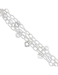 Sterling Silver Hammered Dangles Multi-Chain Bracelet QG1583-7"