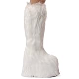 Women's Sexy Furry Knee High Boots 6.5 Inch Platform Wedge Boot Faux Fur Halloween Costume Accessory Black Pink Red White