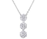 CRISLU Sterling Silver Triple Cluster Pendant with 1.30 Carat (ctw) Cubic Zirconia (CZ)