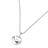 Childrens Silver & Diamond Heart Locket Necklace