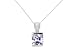 Silver Ladies Lavender Cubic Zirconia Square Pendant on 18
