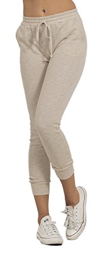 Women's Classic Elastic Drawstring French Terry Casual Marled Jogger Sweatpants