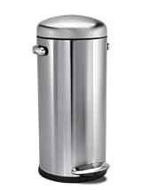 SIMPLEHUMAN 30L ROUND RETRO PEDAL BIN-BRUSHED STEEL CW1880