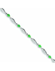 1.5 Carat 14K White Gold w/ Diamond and Emerald Gemstone Bracelet