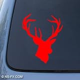 DEER HEAD - Hunting Buck - Car, Truck, Notebook, Vinyl Decal Sticker #1174 | Vinyl Color: Red