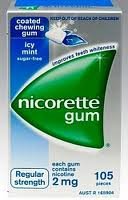 Nicorette Nicotine Gum 2mg Coated Icy Mint 4 Boxes 420 Pieces