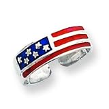 Sterling Silver Enameled Flag Toe Ring