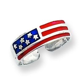Sterling Silver Enameled Flag Toe Ring