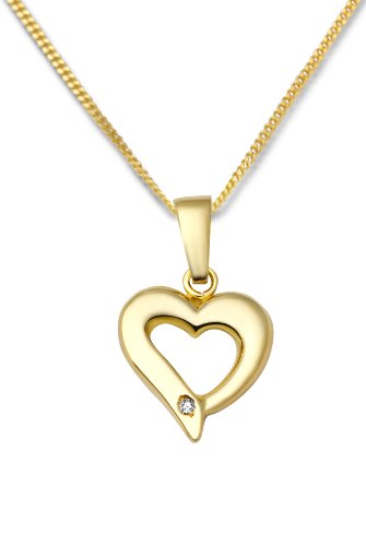 Miore Damen-Anh&auml;nger Herz 9 Karat 375 Gelbgold Brillant mit 45cm Kette MA984CHN Preisvergleich