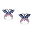 Blue & Pink Sapphire White Gold Butterfly Earrings