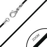 2mm Rubber Chain Necklace with Stainless Steel Lobster Clasp 19" Length