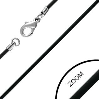 2mm Rubber Chain Necklace with Stainless Steel Lobster Clasp 19 Length