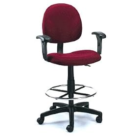 Boss Fully Adjustable Drafting Stool With Foot Ring and Arm Rests - B1691 - Gray