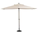 New Pottery Barn Wooden Rectangle Natural Color Umbrella (6.5 X 9.8 ) With Crank