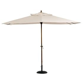 New Pottery Barn Wooden Rectangle Natural Color Umbrella (6.5' X 10' ) With Crank by WholesaleTeak