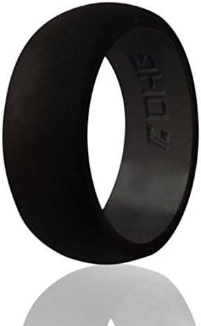 DHG Silicone Wedding Ring Band for Men 8.7mm Wide for an Active Lifestyle Sports and Activity - Made From Premium Quality Non Toxic Medical Grade Silicone (Black, 13)