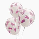 25 Baby Shower Party Pink Footprint Latex Balloons 11