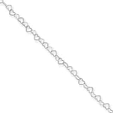 Sterling Silver 0.5mm Fancy Heart Link Bracelet