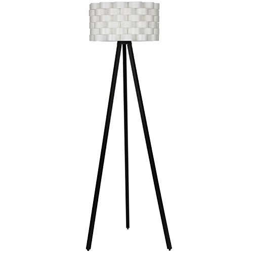 Brightech - Bijou Tripod Floor Lamp - Contemporary Design for Modern Living Rooms - Soft Ambient Lighting - Made with Natural Wood - Classic Black Wood