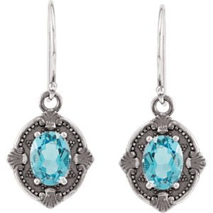 Genuine IceCarats Designer Jewelry Gift Sterling Silver Earrings. Pair 30.20X13.30 Mm Genuine Swiss Blue Topaz Earrings Earrings In Sterling Silver