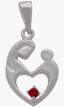 10K White Gold Ruby Mother & Child Pendant with chain