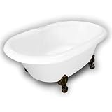 American Bath Factory B1-3720-WW-DM7-M2-15-OB Duchess Double Ended Clawfoot Bathtub in White, Ball a