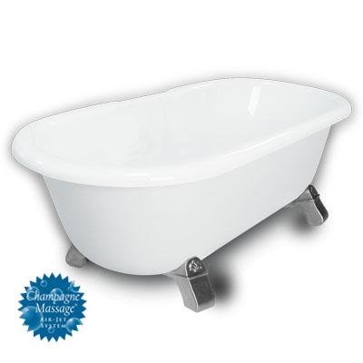 American Bath Factory B1-3700-WW-DM3-M2-45-SN-C1-CD Madeline Double Ended Clawfoot Bathtub in White,