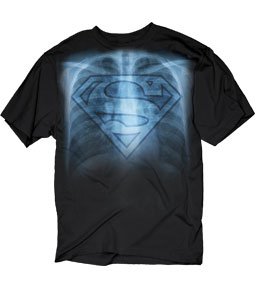  Superman X-ray Skeleton Black T-shirt Tee