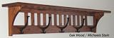 Mission Coat Rack - Solid Oak, 5 Hook - many stains available