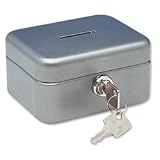 Helix Mini Money Box with Coin Slot and 2 Keys W112xD92xH62mm Mercury Ref W91070by Helix