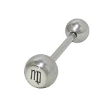 31wyFxUr7NL. SL160  Straight Barbell Tongue Ring Surgical Steel Shaft with Virgo Sign   SL5D