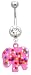 Stainless Steel Belly Ring with Clear Crystals -Animal Cookie Elephant Dangling