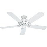 Hunter Fan Company 53125 Bridgeport 52-Inch ETL Damp Listed Ceiling Fan with Five White Plastic Blades, White