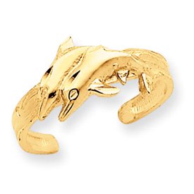 14K Dolphin Toe Ring by JewelryWeb