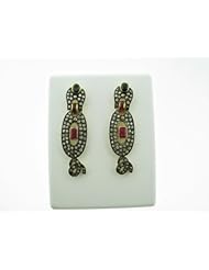 14kt Solid Gold Diamond Pave Drop Earring Ethnic Style Jewelry