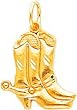 10K Yellow Gold Cowboy Boot Charm Diamond Cut