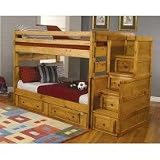 Coaster Full Over Full Stairway Bunk Bed in Natural Wood