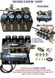 Air Controllers Plug and Play JR. 9'' X9.5'' X12'' 2.5CFM DC2500 No Cover /Circuit Breaker Kit,Steel Leader Hose, Checkvalve, 8-Valve Air Engine, 70-120psi Pressure Switch,Speed Control Down Valve