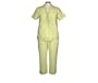 Denim & Co. Stretch Linen Rayon Embroidered 3 Pc. Crop Set (M 10 12 Misses, Bright Green)