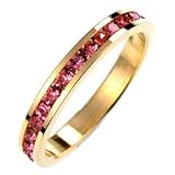 WOMEN'S GOLD PLATED RINGS W/COLORED CZ - Channel Set Eternity Band