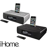 iHome iP87 Dual Alarm Clock Radio with AM/FM Presets and Dock for iPhone and iPod. CD, MP3 Player with Remote