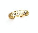 14K .02CT DIA SCROLL TOE RING - GH23889